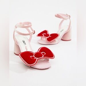 ASOS x Hello Kitty Velvet Bow Platform Heel Strap Sandals